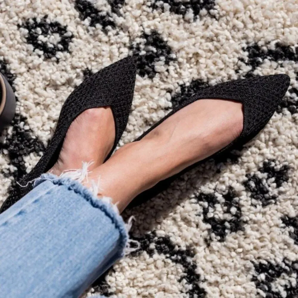 Rothy’s The Point Honeycomb Knit Flats Black Size 8.5